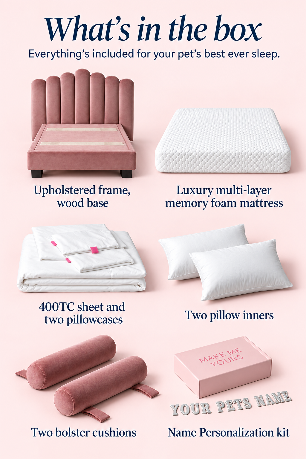 Everything included with a Luxor bed, laid out